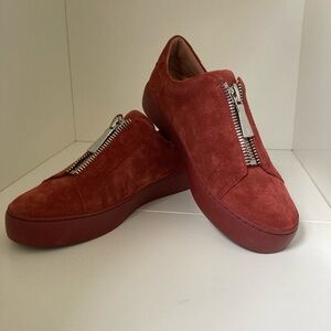 Frye Red Suede Zip-Front Sneakers